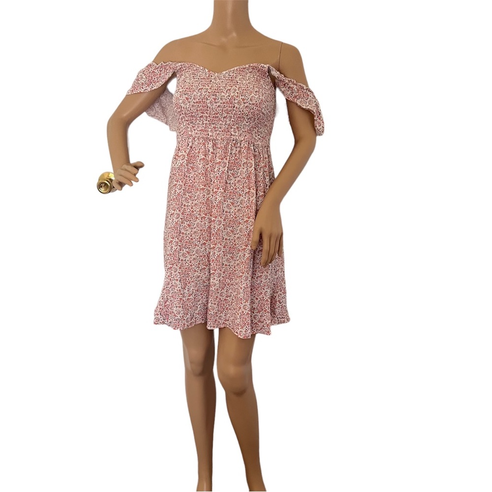 Japna Mini Pink Summer Floral Dress short sleeve Size L